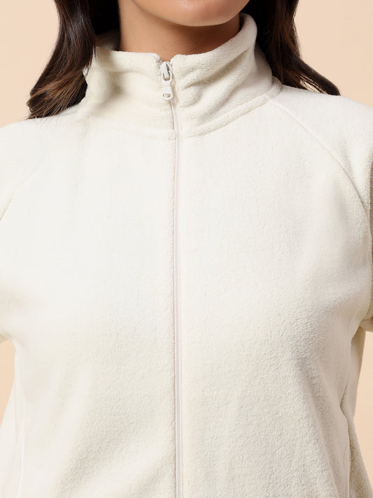 Sweatshirt for Women l Winter Wear Fleece Fabric Closure Zipper Regular Fit Solid Pattern