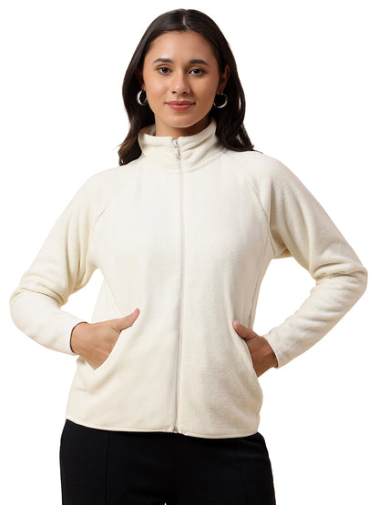 Sweatshirt for Women l Winter Wear Fleece Fabric Closure Zipper Regular Fit Solid Pattern