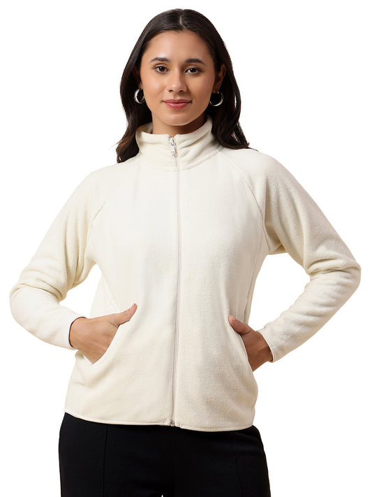 Sweatshirt for Women l Winter Wear Fleece Fabric Closure Zipper Regular Fit Solid Pattern