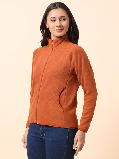 Sweatshirt for Women l Winter Wear Fleece Fabric Closure Zipper Regular Fit Solid Pattern