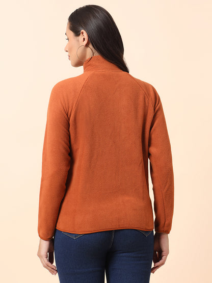 Sweatshirt for Women l Winter Wear Fleece Fabric Closure Zipper Regular Fit Solid Pattern