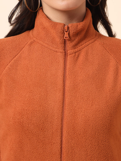 Sweatshirt for Women l Winter Wear Fleece Fabric Closure Zipper Regular Fit Solid Pattern