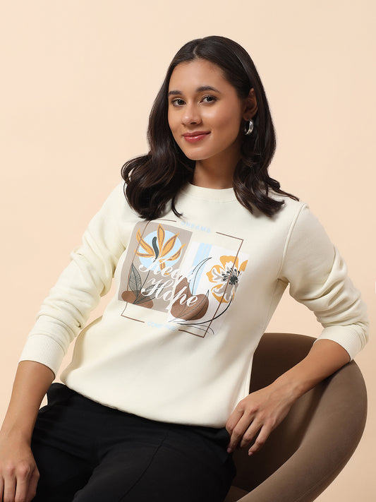 Sweatshirt for Women l Winter Wear Poly Cotton Fabric Closure Pull-On Regular Fit Printed Pattern