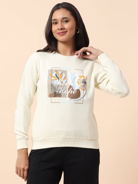 Sweatshirt for Women l Winter Wear Poly Cotton Fabric Closure Pull-On Regular Fit Printed Pattern