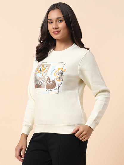 Sweatshirt for Women l Winter Wear Poly Cotton Fabric Closure Pull-On Regular Fit Printed Pattern
