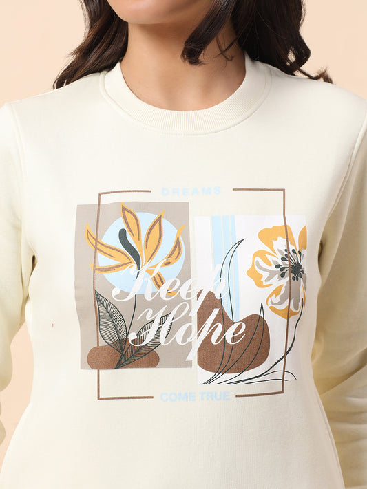 Sweatshirt for Women l Winter Wear Poly Cotton Fabric Closure Pull-On Regular Fit Printed Pattern