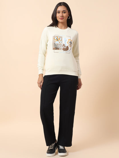 Sweatshirt for Women l Winter Wear Poly Cotton Fabric Closure Pull-On Regular Fit Printed Pattern