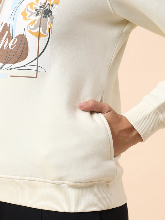 Sweatshirt for Women l Winter Wear Poly Cotton Fabric Closure Pull-On Regular Fit Printed Pattern