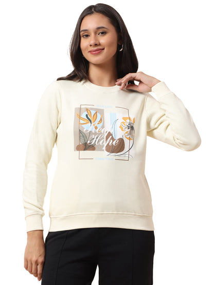 Sweatshirt for Women l Winter Wear Poly Cotton Fabric Closure Pull-On Regular Fit Printed Pattern