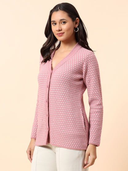 Sweater for Women l Winter Wear Fancy Fabric V-Neck Regular Fit Printed Pattern