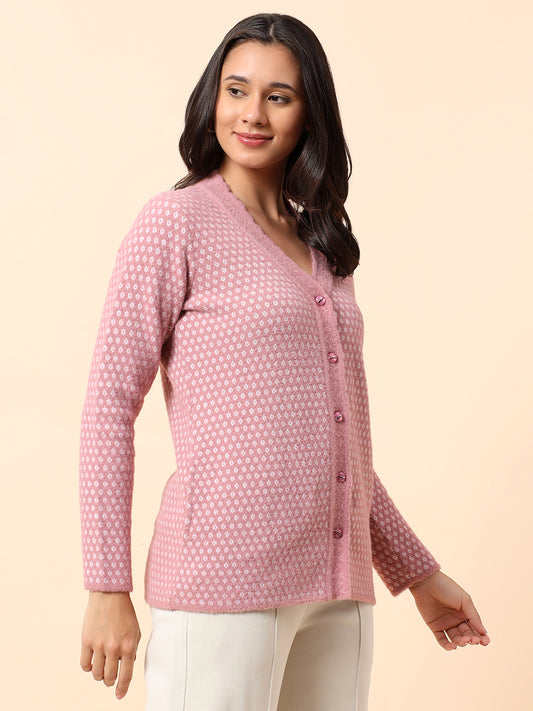 Sweater for Women l Winter Wear Fancy Fabric V-Neck Regular Fit Printed Pattern