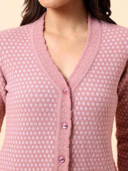 Sweater for Women l Winter Wear Fancy Fabric V-Neck Regular Fit Printed Pattern