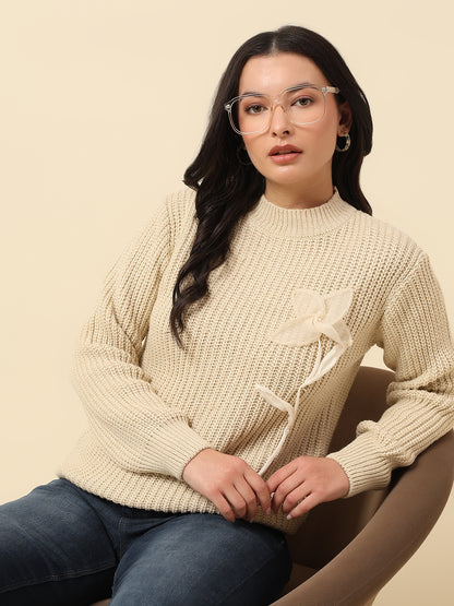 Sweater for Women | Winter Wear Fancy Fabric Round Neck Regular Fit Solid Pattern