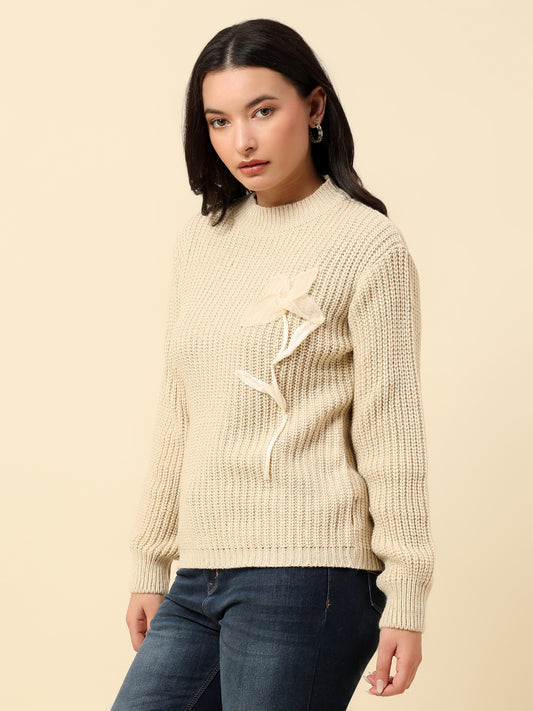 Sweater for Women | Winter Wear Fancy Fabric Round Neck Regular Fit Solid Pattern