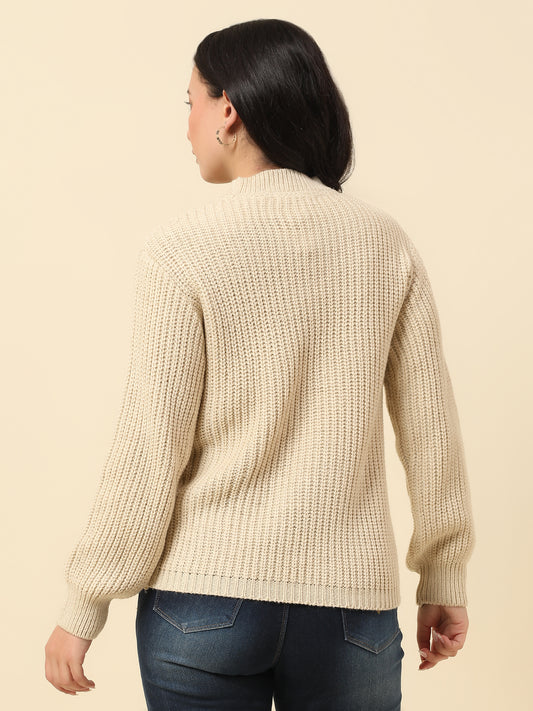 Sweater for Women | Winter Wear Fancy Fabric Round Neck Regular Fit Solid Pattern