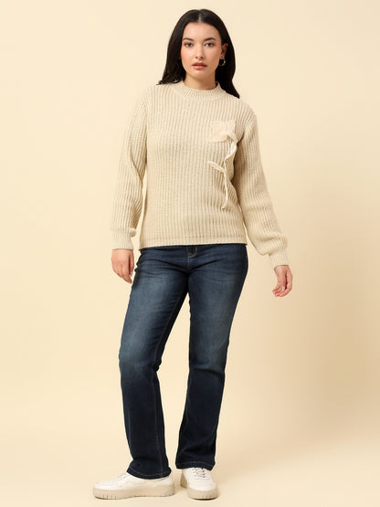 Sweater for Women | Winter Wear Fancy Fabric Round Neck Regular Fit Solid Pattern