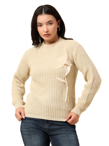 Sweater for Women | Winter Wear Fancy Fabric Round Neck Regular Fit Solid Pattern