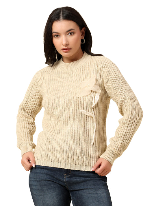 Sweater for Women | Winter Wear Fancy Fabric Round Neck Regular Fit Solid Pattern