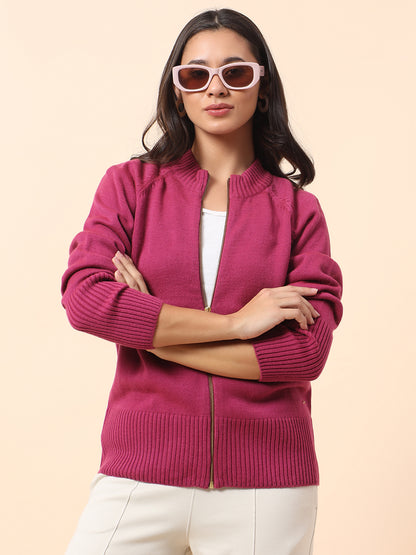 Sweater for Women l Winter Wear Acrylic Fabric Mandarin Collar Regular Fit Solid Pattern