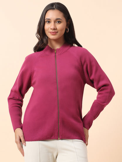 Sweater for Women l Winter Wear Acrylic Fabric Mandarin Collar Regular Fit Solid Pattern