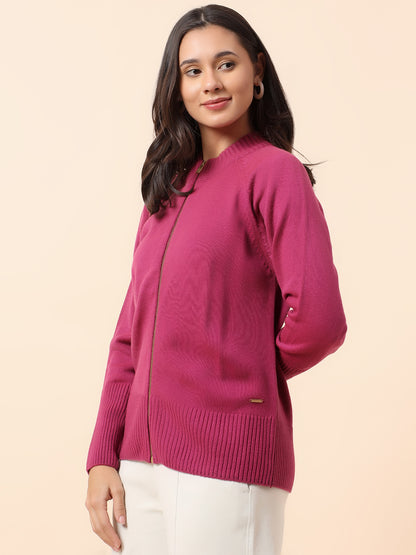 Sweater for Women l Winter Wear Acrylic Fabric Mandarin Collar Regular Fit Solid Pattern