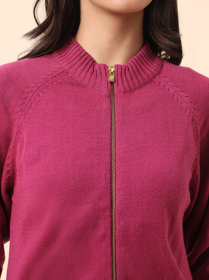 Sweater for Women l Winter Wear Acrylic Fabric Mandarin Collar Regular Fit Solid Pattern