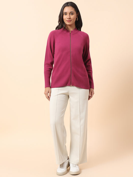 Sweater for Women l Winter Wear Acrylic Fabric Mandarin Collar Regular Fit Solid Pattern