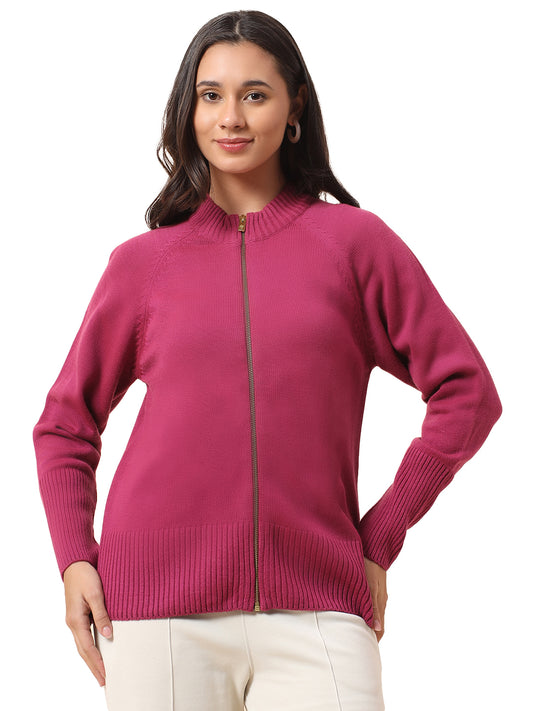 Sweater for Women l Winter Wear Acrylic Fabric Mandarin Collar Regular Fit Solid Pattern