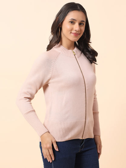 Sweater for Women l Winter Wear Acrylic Fabric Mandarin Collar Regular Fit Solid Pattern