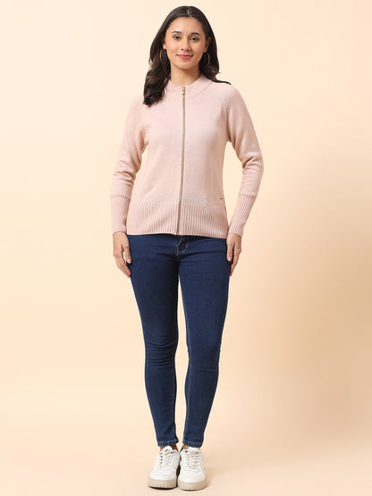 Sweater for Women l Winter Wear Acrylic Fabric Mandarin Collar Regular Fit Solid Pattern