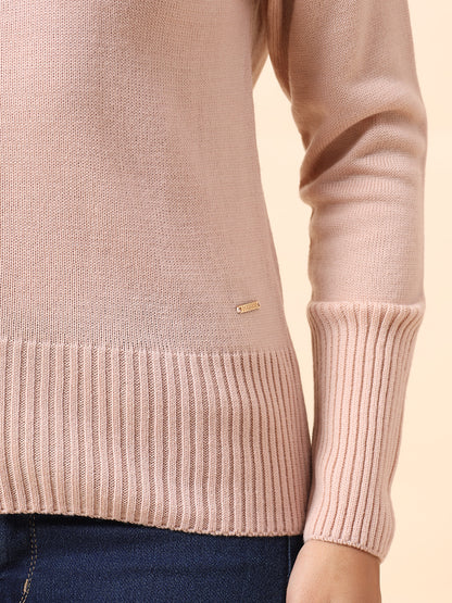 Sweater for Women l Winter Wear Acrylic Fabric Mandarin Collar Regular Fit Solid Pattern