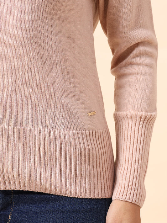 Sweater for Women l Winter Wear Acrylic Fabric Mandarin Collar Regular Fit Solid Pattern