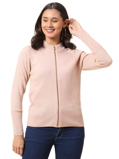 Sweater for Women l Winter Wear Acrylic Fabric Mandarin Collar Regular Fit Solid Pattern