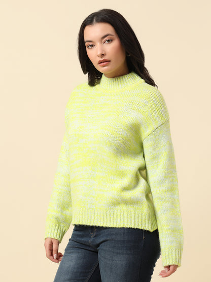 Sweater for Women | Winter Wear Knitted Fabric Round Neck Regular Fit Self Design Pattern