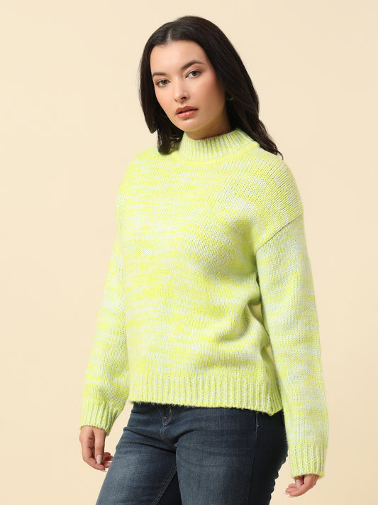Sweater for Women | Winter Wear Knitted Fabric Round Neck Regular Fit Self Design Pattern