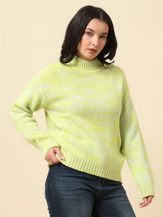 Sweater for Women | Winter Wear Knitted Fabric Round Neck Regular Fit Self Design Pattern