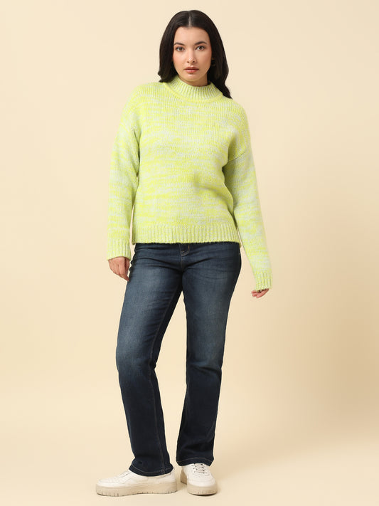 Sweater for Women | Winter Wear Knitted Fabric Round Neck Regular Fit Self Design Pattern