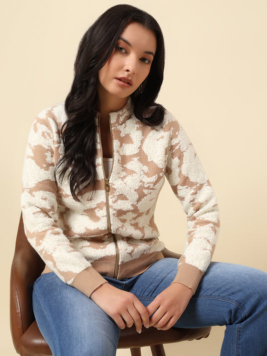 Sweater for Women | Winter Wear Knitted Fabric Round Neck Regular Fit Self Design Pattern