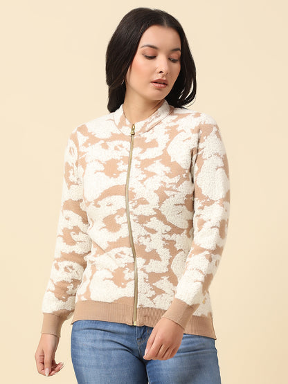 Sweater for Women | Winter Wear Knitted Fabric Round Neck Regular Fit Self Design Pattern