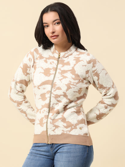 Sweater for Women | Winter Wear Knitted Fabric Round Neck Regular Fit Self Design Pattern