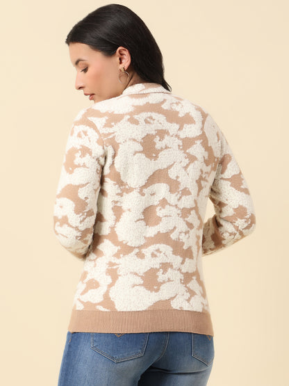 Sweater for Women | Winter Wear Knitted Fabric Round Neck Regular Fit Self Design Pattern