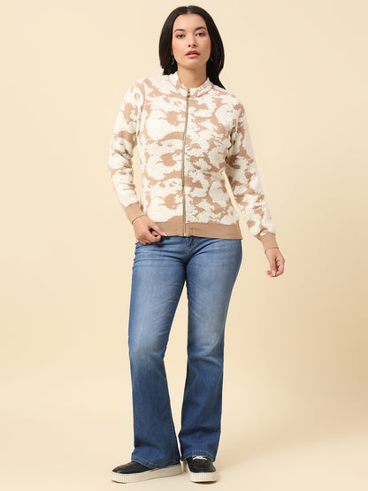 Sweater for Women | Winter Wear Knitted Fabric Round Neck Regular Fit Self Design Pattern