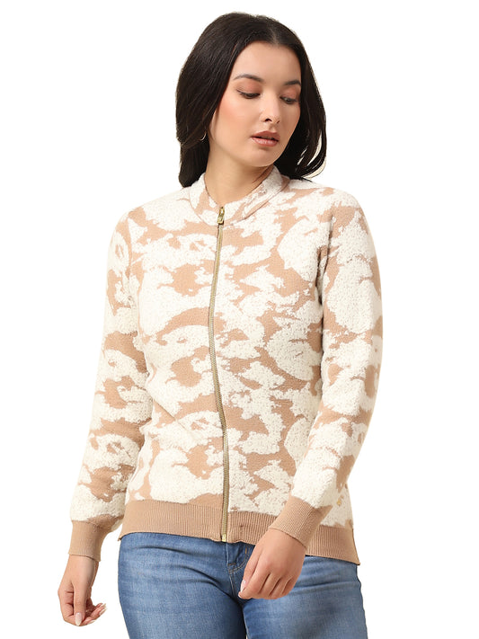 Sweater for Women | Winter Wear Knitted Fabric Round Neck Regular Fit Self Design Pattern