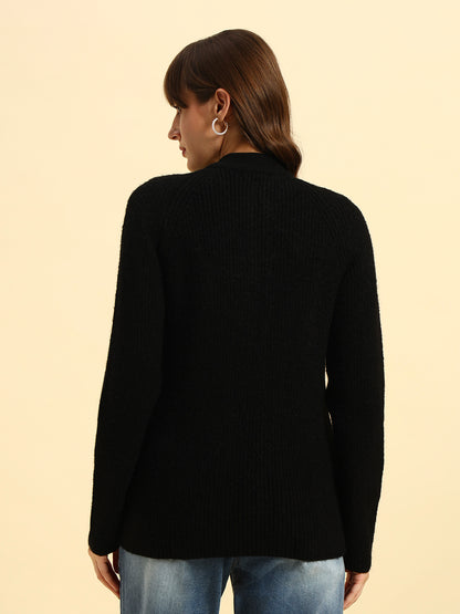 Sweater for Women | Winter Wear Knitted Fabric Round Neck Regular Fit Solid Pattern