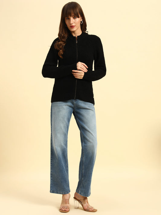 Sweater for Women | Winter Wear Knitted Fabric Round Neck Regular Fit Solid Pattern