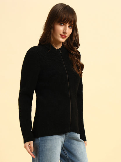 Sweater for Women | Winter Wear Knitted Fabric Round Neck Regular Fit Solid Pattern