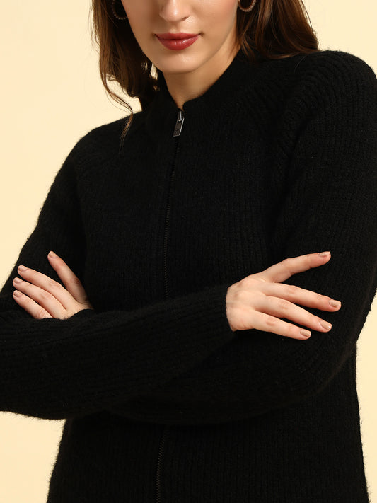 Sweater for Women | Winter Wear Knitted Fabric Round Neck Regular Fit Solid Pattern