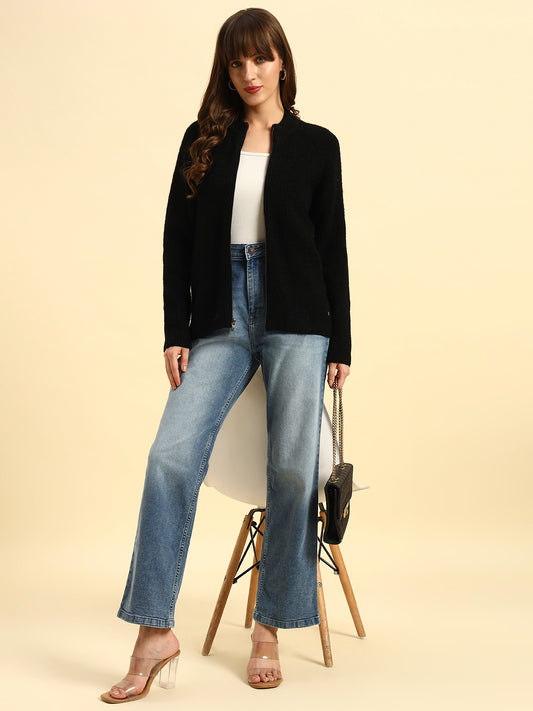 Sweater for Women | Winter Wear Knitted Fabric Round Neck Regular Fit Solid Pattern