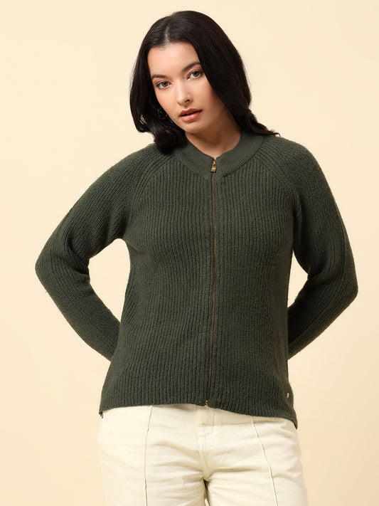 Sweater for Women | Winter Wear Knitted Fabric Round Neck Regular Fit Solid Pattern
