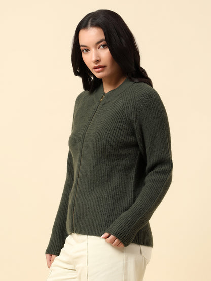 Sweater for Women | Winter Wear Knitted Fabric Round Neck Regular Fit Solid Pattern